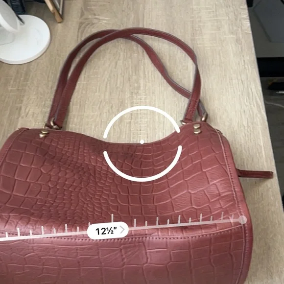 AMERICAN LEATHER CO. Lenox Brown triple entry leather Crocodile-Embossed bag - Picture 16 of 16